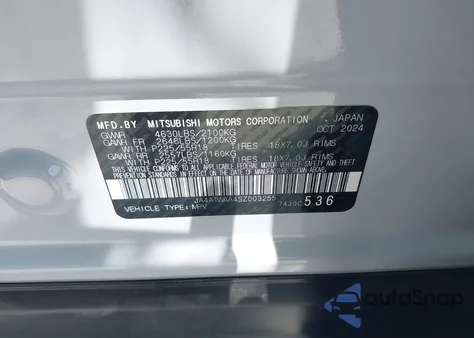 2025 Mitsubishi Eclipse Cross Black Edition S-Awc/Se S-Awc/Sel S-Awc from USA, damaged, VIN JA4ATWAA4SZ003255